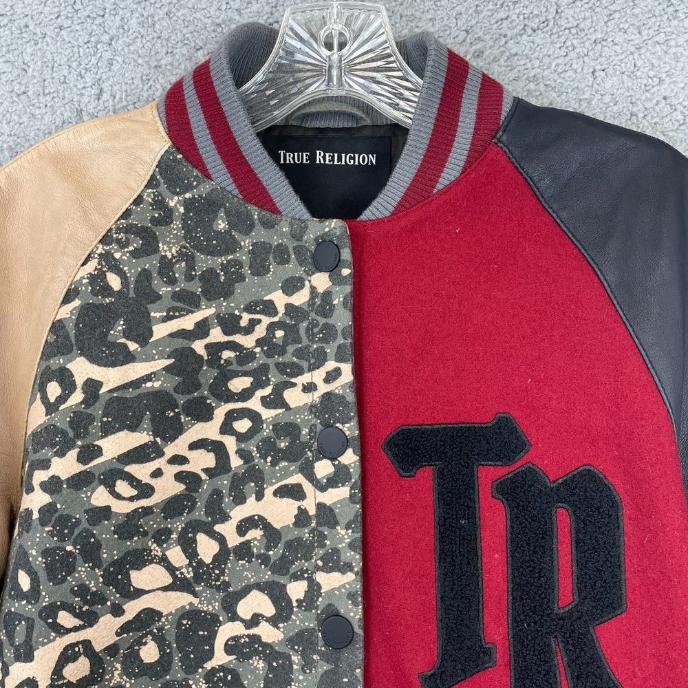 True Religion mens jacket size Small varsity jacket bomber wool blend - Picture 2 of 8